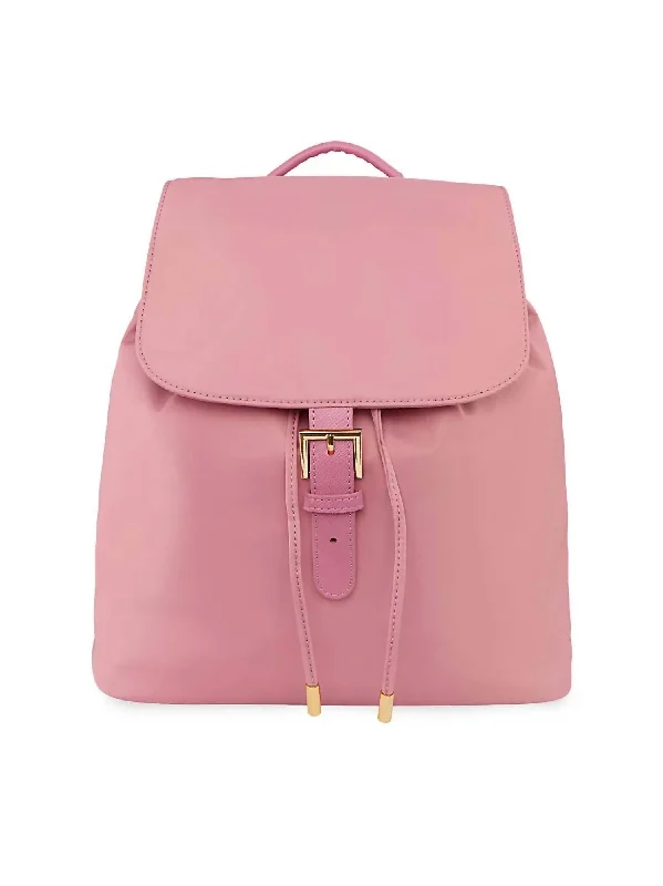 Nylon Flap Backpack In Mauve