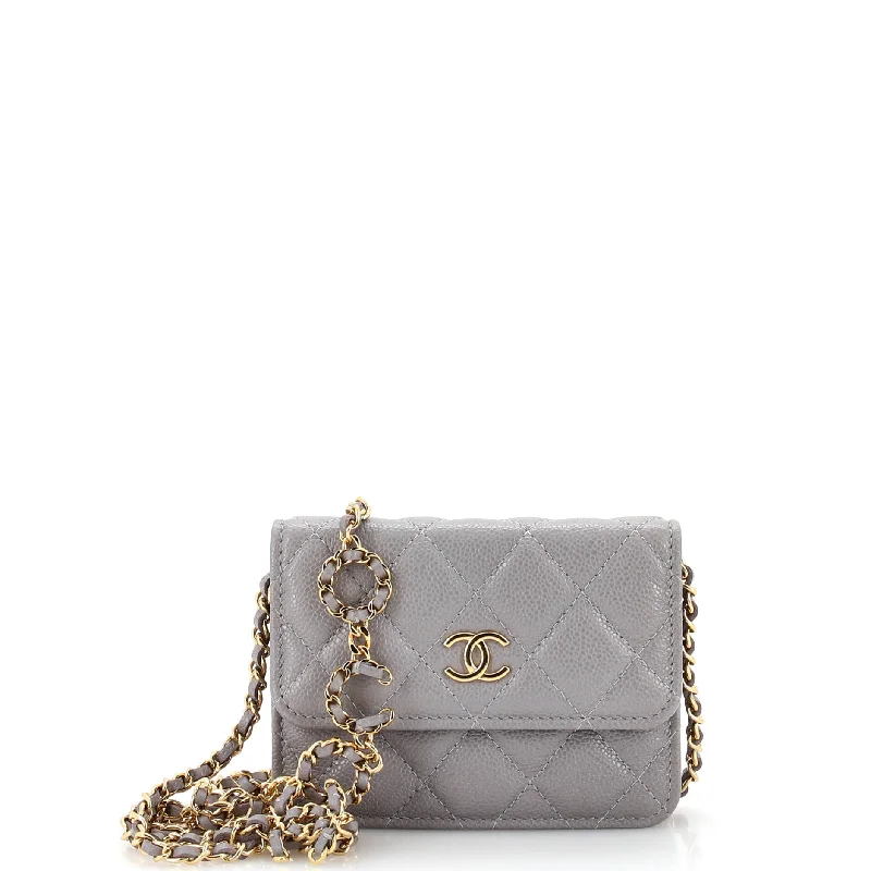 Miss Coco Strap Flap Clutch with Chain Quilted Caviar Mini