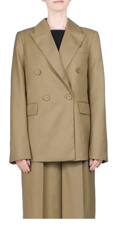 Resolute Double Breasted Blazer In Olive Branch
