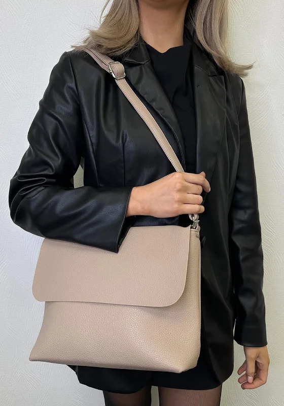 Zen Collection Pebbled Shoulder Bag, Beige