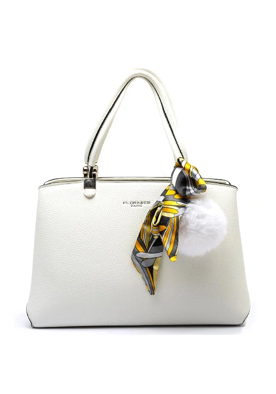 Zen Collection Pebbled Pom Pom Grab Bag, White