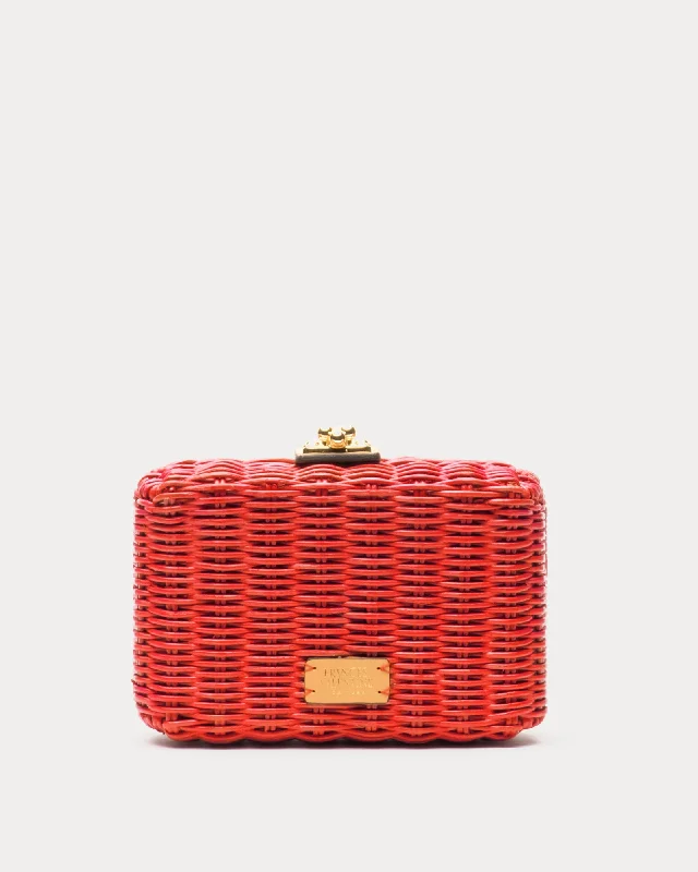 Paige Wicker Box Clutch Red