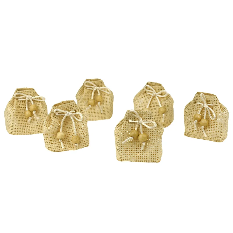 Mini Woven Straw Favor Bags, 3-inch, 12-count, Natural