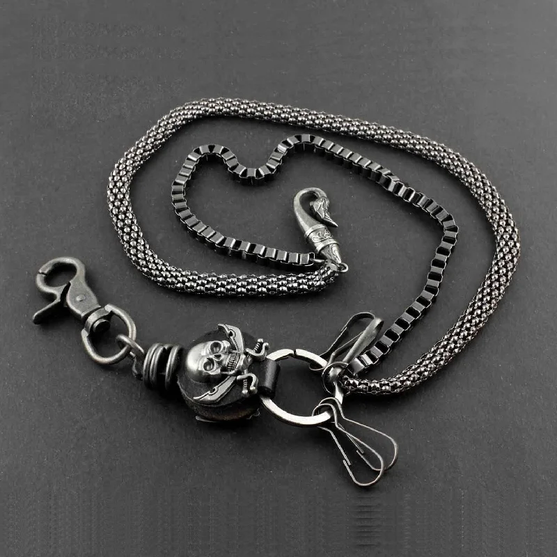 Solid Metal Leather Skull Wallet Chain Cool Punk Rock Biker Trucker Wallet Chain Trucker Wallet Chain for Men Solid Metal Leather Skull Wallet Chain Cool Punk Rock Biker Trucker Wallet Chain Trucker Wallet Chain for Men