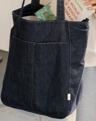 Women Blue Denim Shopper Tote Bag Denim Large Tote Shoulder Bag Handbag for Men