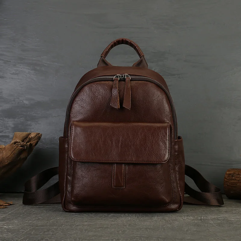 Vintage Women's Genuine Leather Backpack Purse Small Ladies Leather Rucksack
