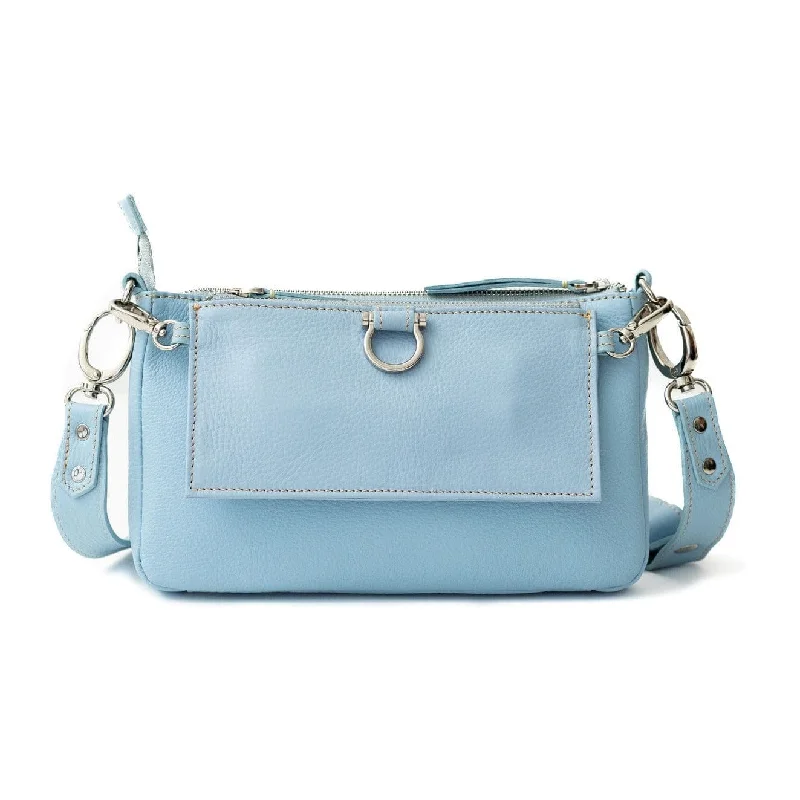 Silver Sky Blue Oil Leather