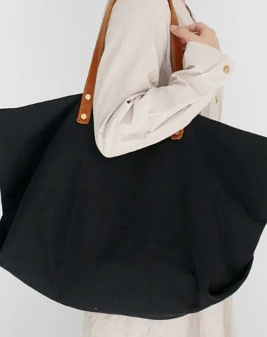 Women Black Canvas Large Shopper Totes Bag Black Canvas Tote Shoulder Bag Handbag for Mens