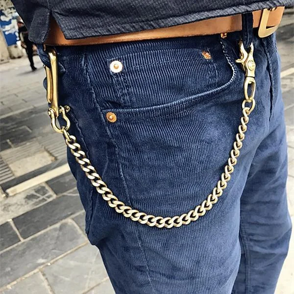 Cool Men's 18‘ Gold Brass Biker Jeans Chain Jean Chain Pants Chains Biker Wallet Chain For Men Cool Men's 18‘ Gold Brass Biker Jeans Chain Jean Chain Pants Chains Biker Wallet Chain For Men