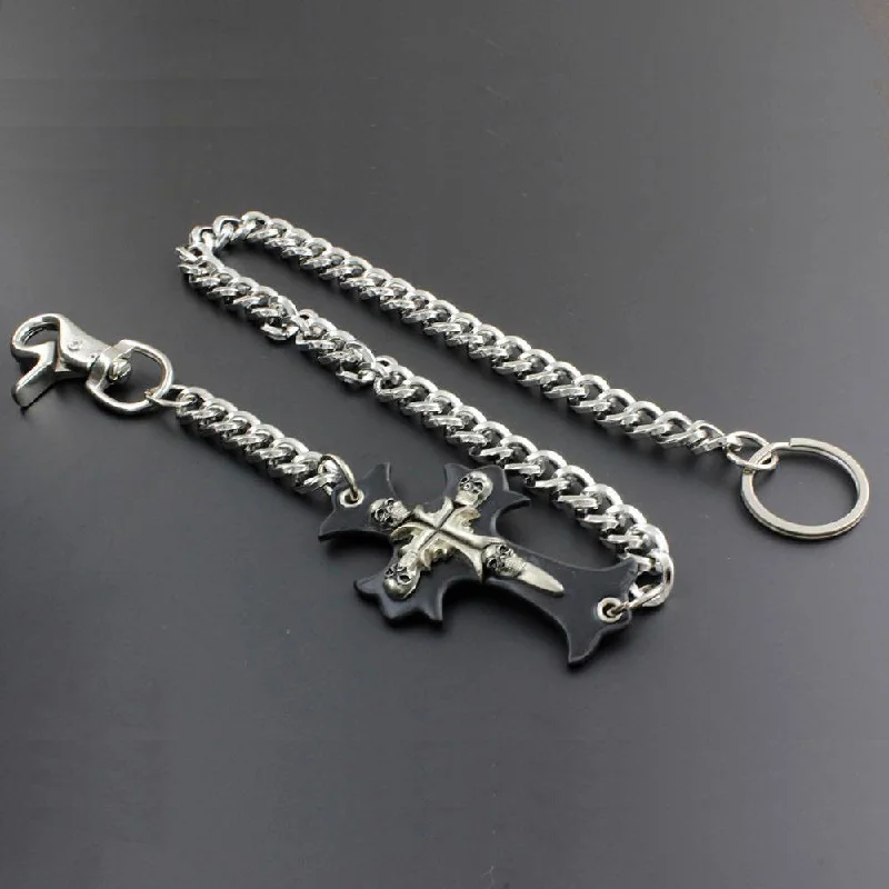 Solid Stainless Steel Cross Wallet Chain Cool Punk Rock Biker Trucker Wallet Chain Trucker Wallet Chain for Men Solid Stainless Steel Cross Wallet Chain Cool Punk Rock Biker Trucker Wallet Chain Trucker Wallet Chain for Men