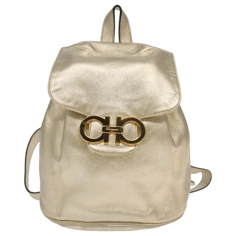 Salvatore Ferragamo Gancini  Leather Backpack Bag (Pre-Owned)