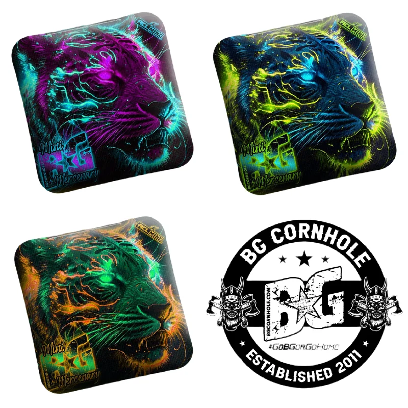 MULTIPLE BAG TYPES - 2025 BG EYE OF TIGER 4" Mini Cornhole Bags- Set of 4 Bags