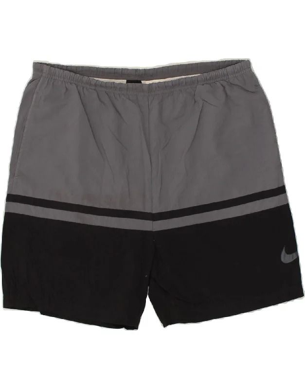 NIKE Mens Sport Shorts UK 42/44 Large Grey Colourblock Polyester
