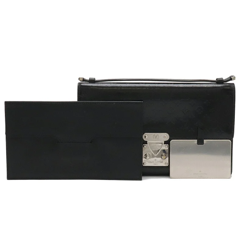 Louis Vuitton Noir Leather Clutch Bag Handbag Pouch (Pre-Owned)