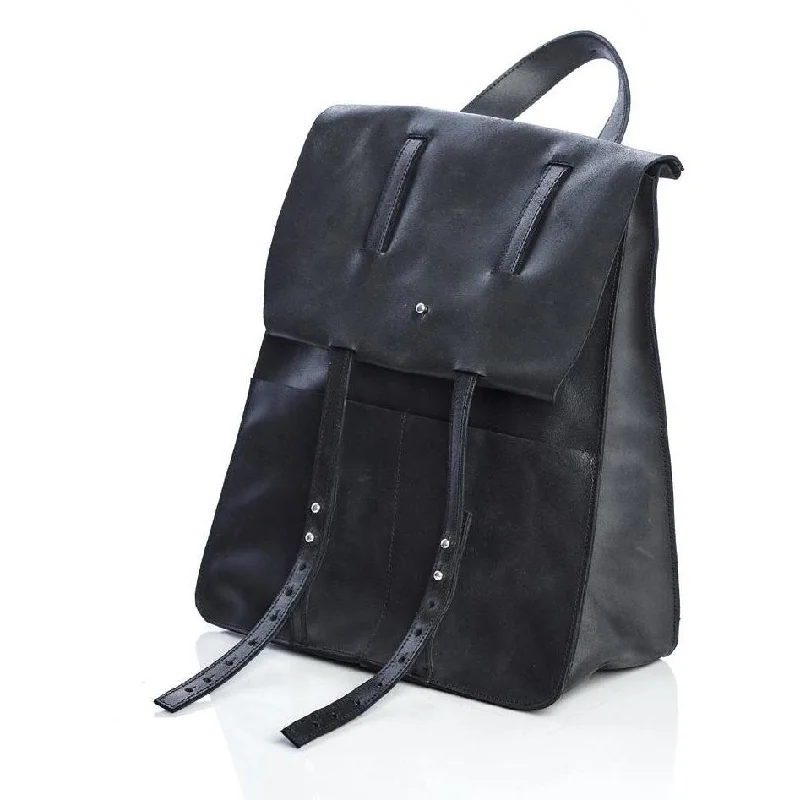 Folded Flap black backpack