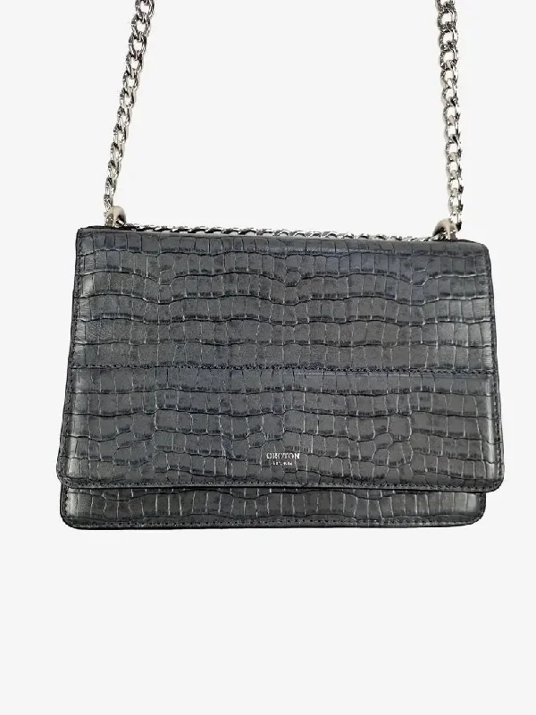 Oroton Charcoal Reptile Crossbody Bag