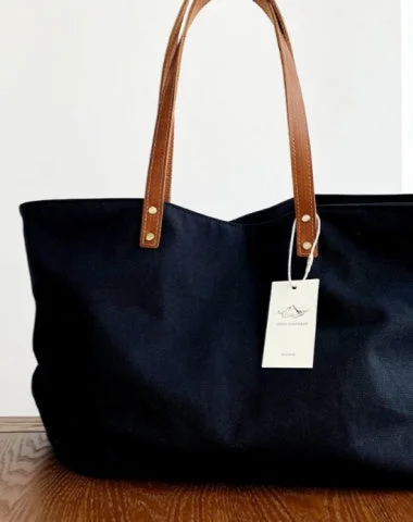Women Black Canvas Large Shopper Tote Bag Black Canvas Tote Shoulder Bag Handbag for Mens