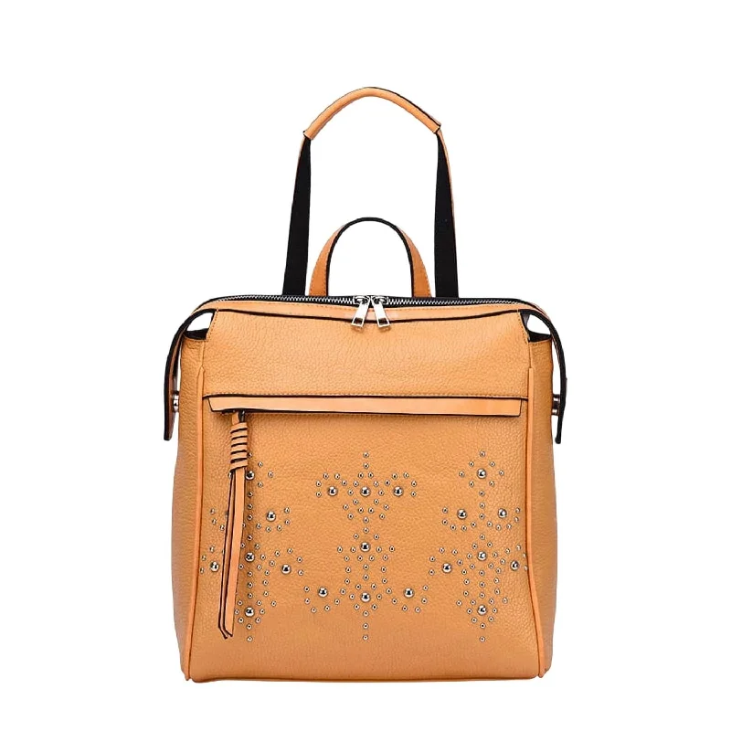 Women's Convertible Studded Shoulder Bag In Mustard
