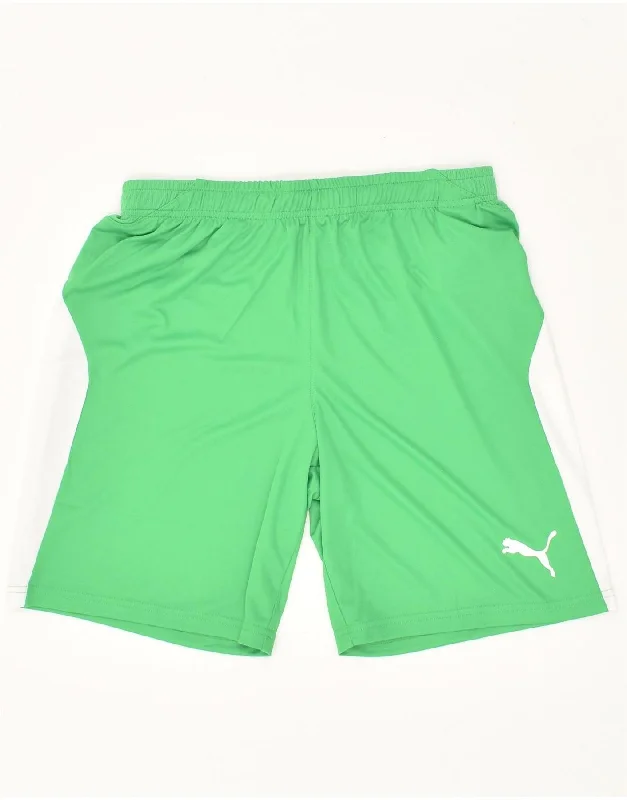 PUMA Mens Sport Shorts UK 8 Small Green Colourblock Polyester