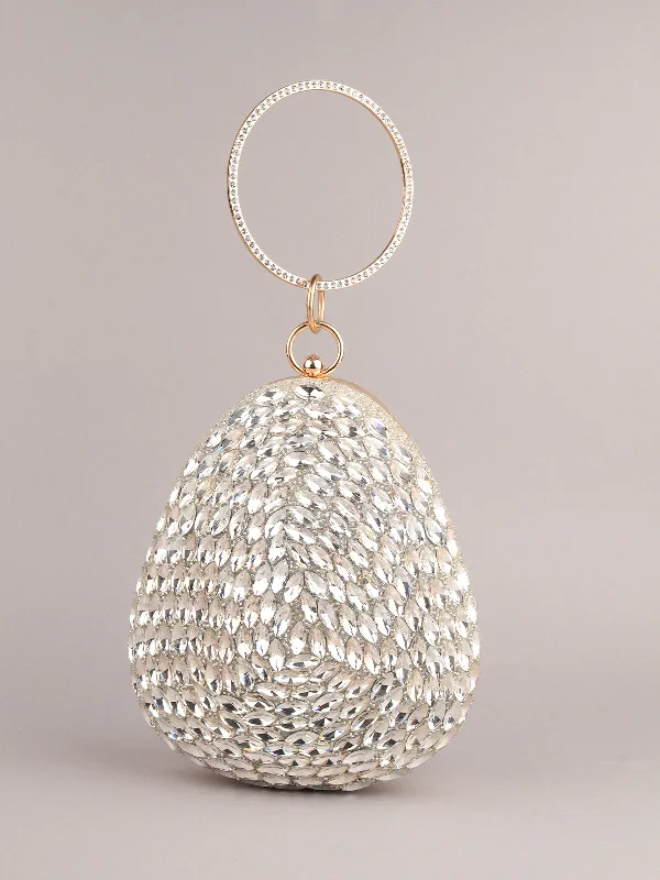 Odette Women Sparkly Drop Shape Structured Clutch Bag
