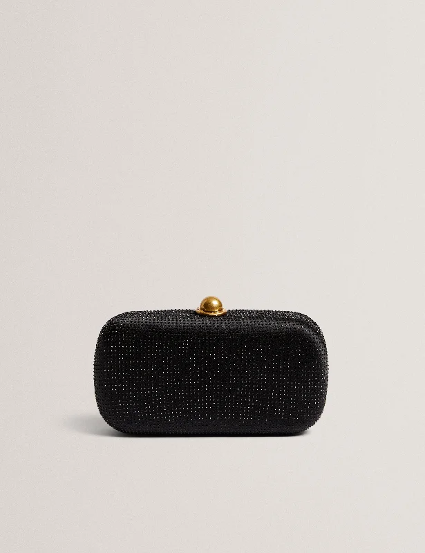 Cryzela Crystal Embellished Hard Clutch Black