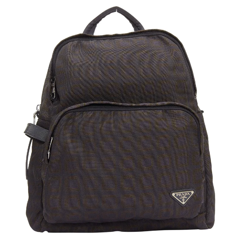 Prada Vintage check print triangle logo nylon backpack