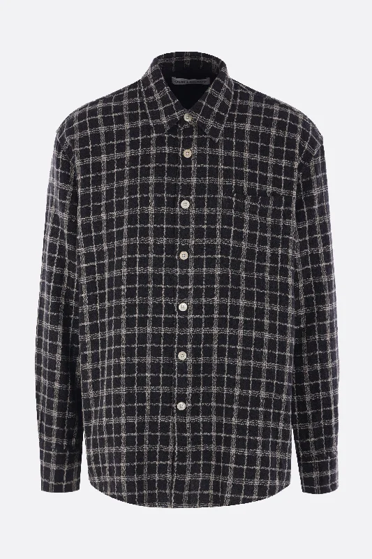 Above shirt in cotton and linen checkered fabric