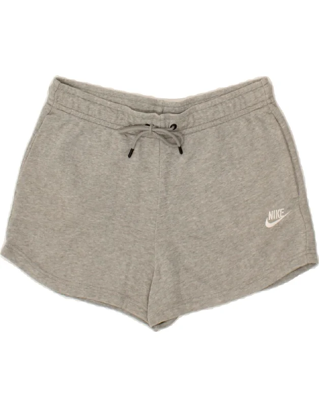 NIKE Womens Sport Shorts UK 14 Medium Grey Cotton