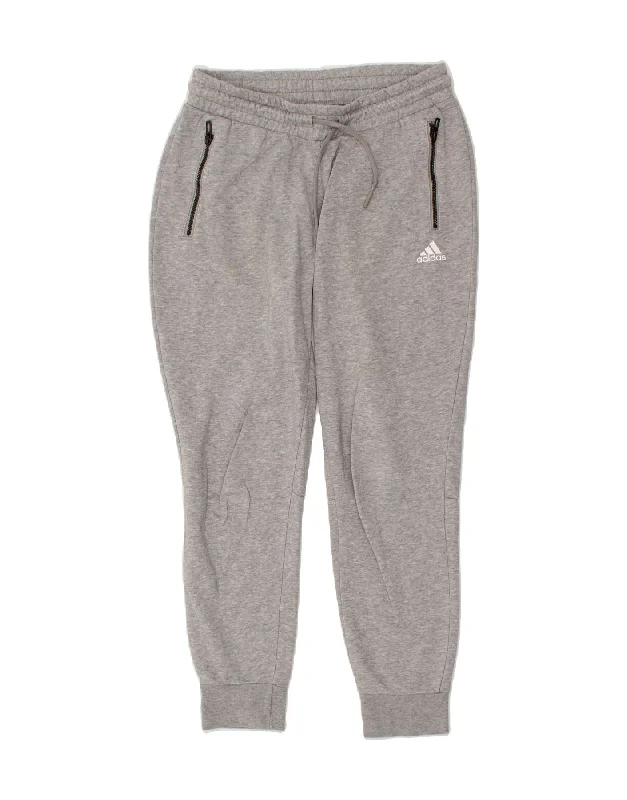 ADIDAS Womens Tracksuit Trousers Joggers UK 12/14 Medium Grey Cotton
