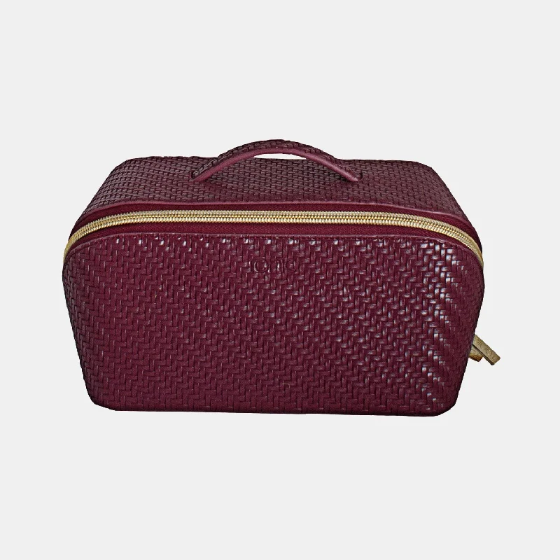 Medium Beauty Bag - Herringbone Plum