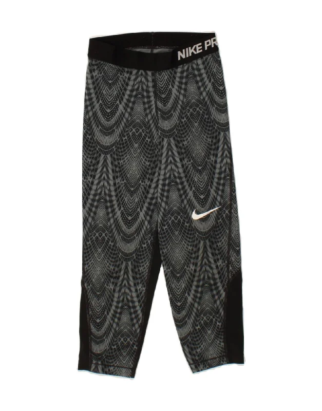 NIKE Womens Dri Fit Graphic Tracksuit Trousers UK 4 XS  Grey Colourblock