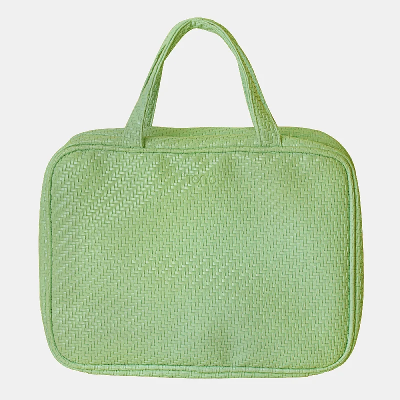 Hanging Cosmetic Bag - Herringbone Pistachio