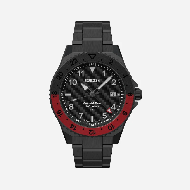 Ridge Land & Sea GMT Watch 42mm - Carbon Fiber 3k