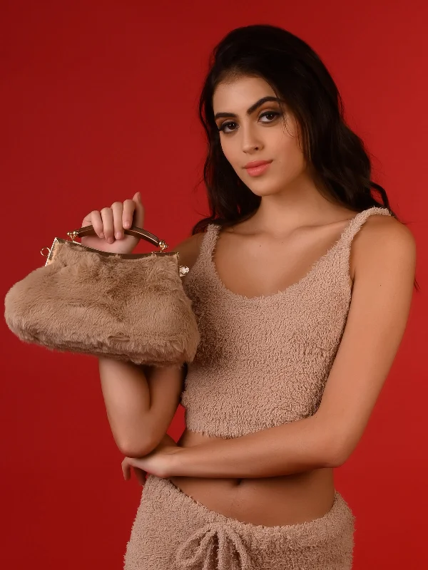 Odette Women Brown Fur Clutch