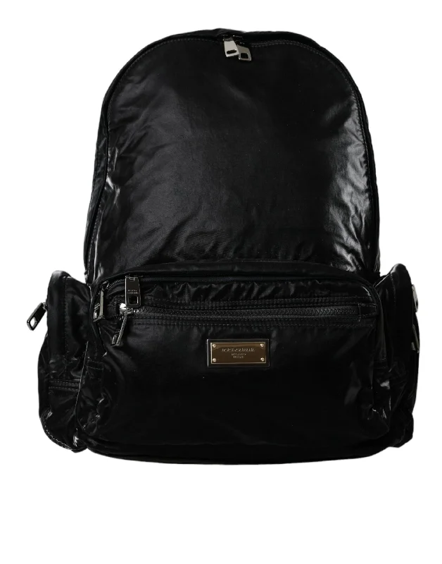 Dolce & Gabbana  Patent Leather Logo Plaque Backpack Men's Bag