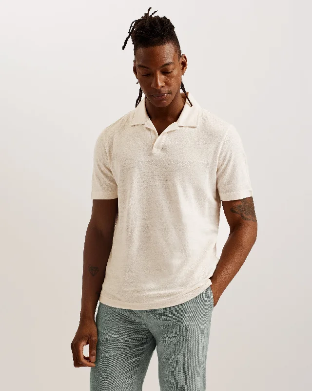 Flinpo Short Sleeve Regular Linen Polo Stone