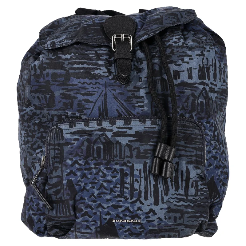 Burberry Coastal Print Rucksack Backpack in Blue Polyamide