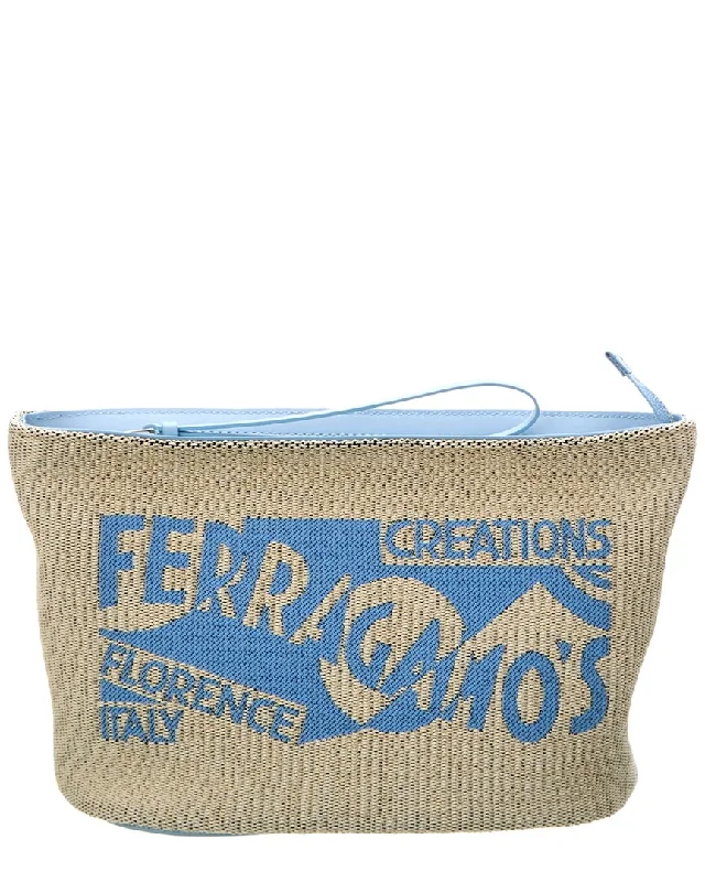 Ferragamo Logo Leather-Trim Pouch
