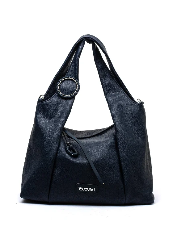Zen Collection Pebbled Hobo Bag, Navy