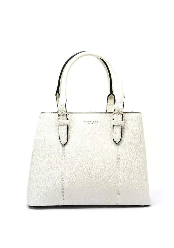 Zen Collection Pebbled Grain Structured Grab Bag, White
