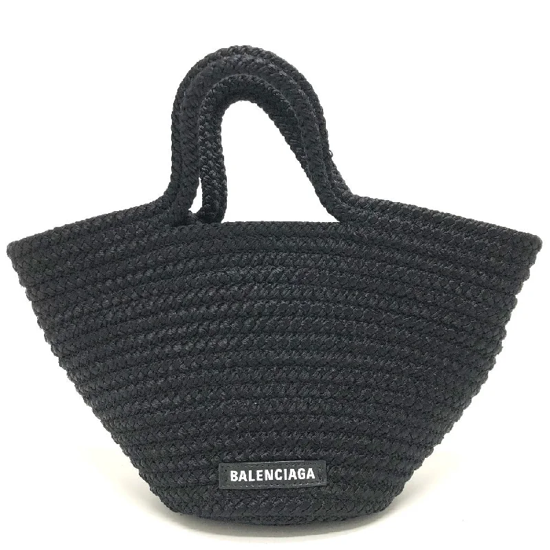 BALENCIAGA Handbag 695612 Nylon/Lambskin black logo ibiza basket bag Ibiza Small With Strap Basket Black Cord