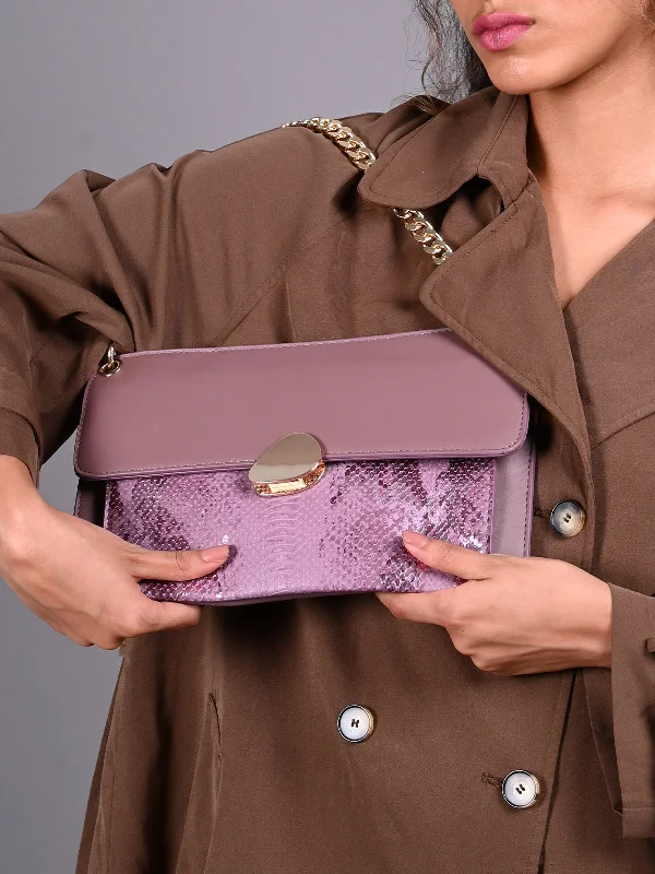 Odette Purple Embellished Clutch Bag For Women