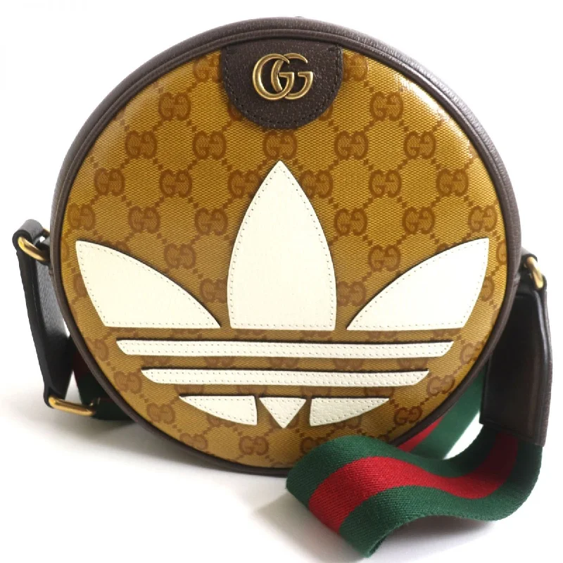 adidas Shoulder Bag Main: GG Crystal Canvas, Part: Leather Brown x white mens Used Authentic adidas Shoulder Bag Main: GG Crystal Canvas, Part: Leather Brown x white mens Used Authentic