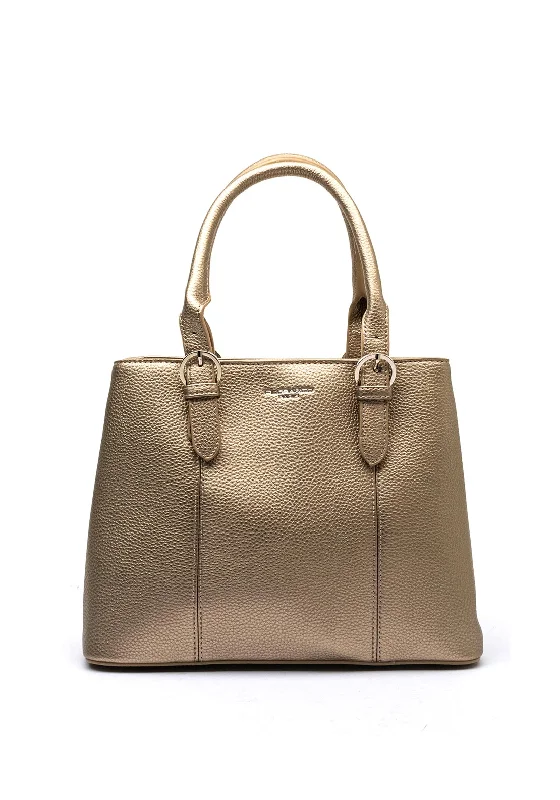 Zen Collection Pebbled Grain Structured Grab Bag, Gold Taupe