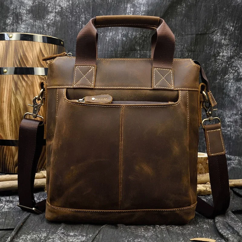 Leather Mens Briefcases Coffee Vertical Briefcase Business Handbag 12’‘ Briefcase For Men Leather Mens Briefcases Coffee Vertical Briefcase Business Handbag 12’‘ Briefcase For Men