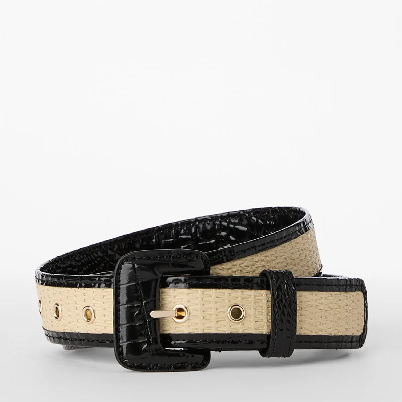 Wide Covered Leather Buckle Belt