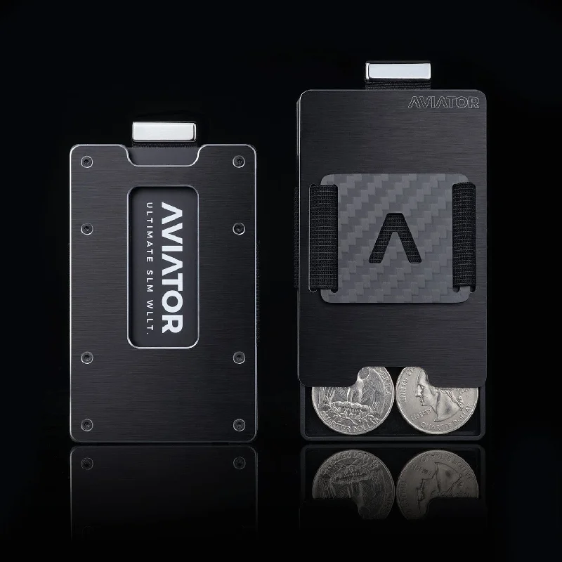 Brushed Black | Slide Wallet + Carbon Fiber Cash Clip