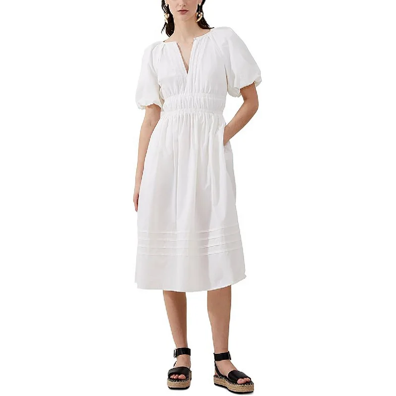 French Connection Womens Ruched  Midi Dress
