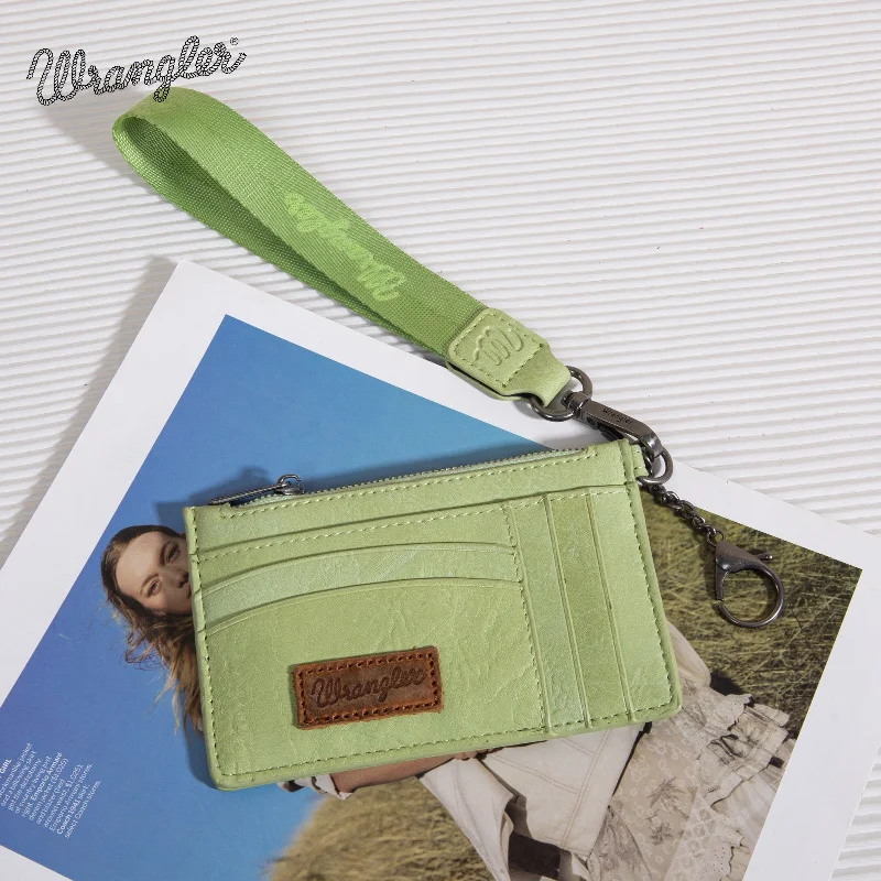 WG137-W009  Wrangler  Solid Color Key Chain Wristlet Card Wallet -Light Green