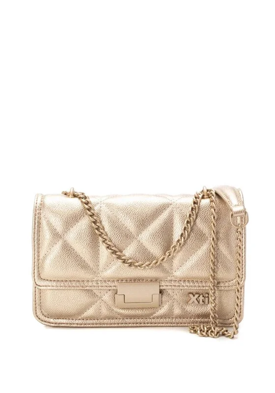 Xti Womens Quilted Shoulder Bag, Gold